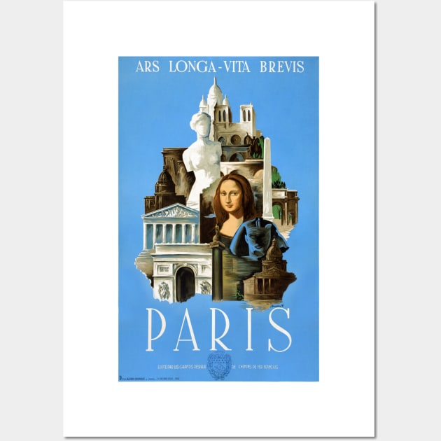 Vintage Travel Poster France Paris Ars Longa-Vita Brevis Wall Art by vintagetreasure